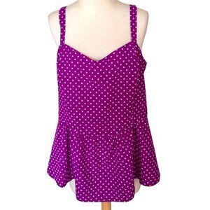 NWT Women's City Chic Plus Tank Top, Fuchsia Polka Dot, XS (14)